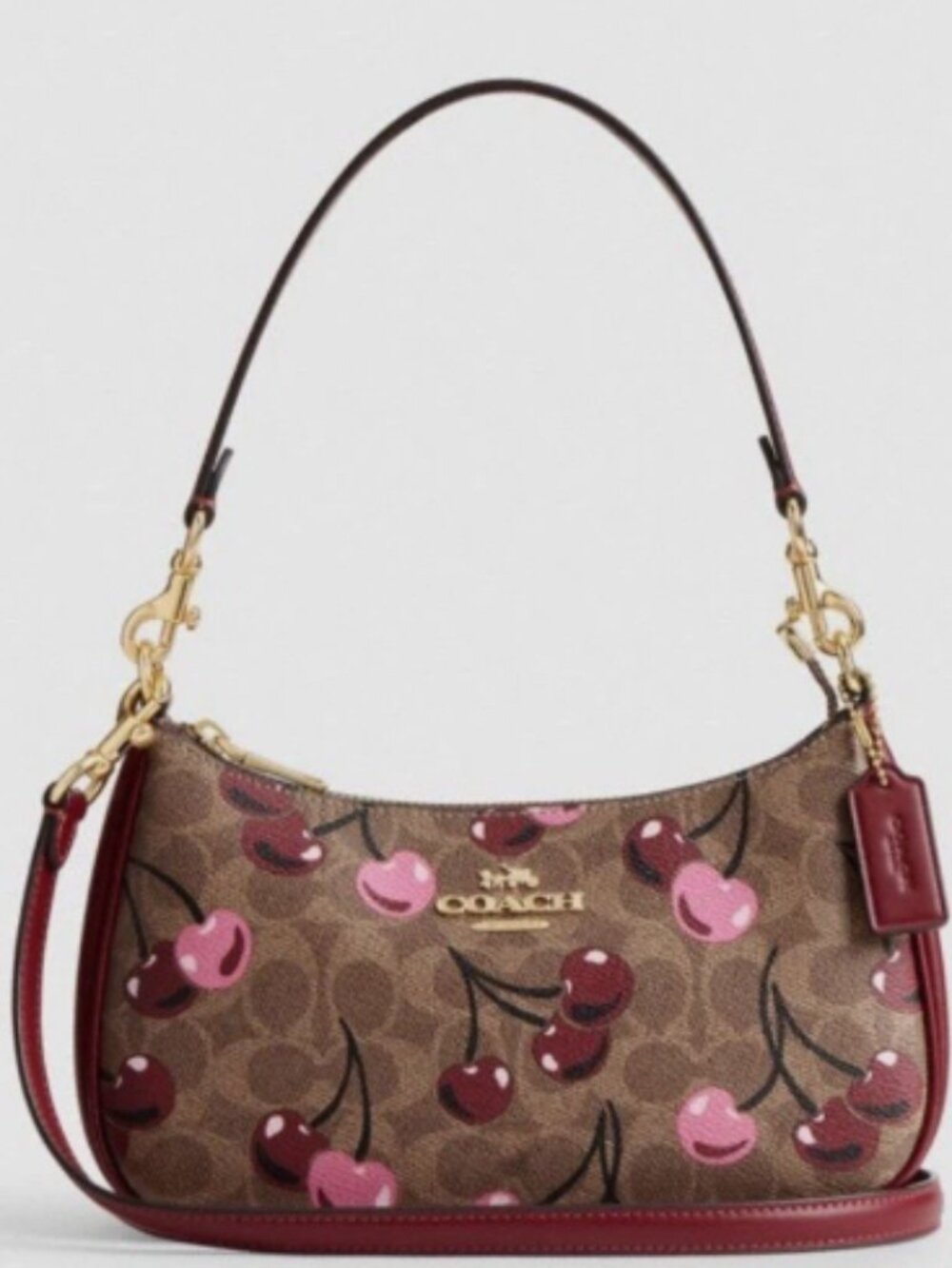 COACH Teri Signature Leather Shoulder Bag With Cherry